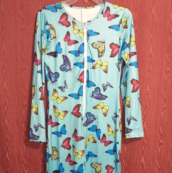 NWOR BUTTERFLY PAJAMAS WITH ZIP CLOSURE YOUTH - Picture 1 of 8